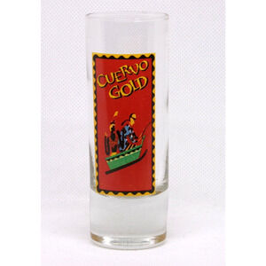 CUERVO GOLD Souvenir Double Shot Glass Ski Boat Sled Fishing Tequila Bar Barware